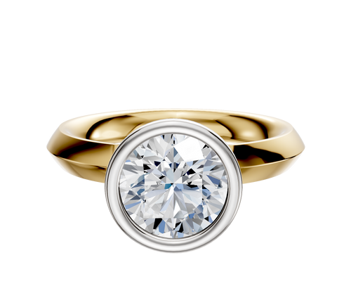 14K Two Tone Bezel Full Bezel North/South Classic Knife Edge 3.0mm Engagement Ring
