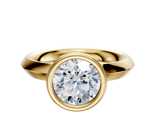 14K Yellow Gold Bezel Full Bezel North/South Classic Knife Edge 3.0mm Engagement Ring