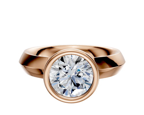 14K Rose Gold Bezel Full Bezel North/South Classic Knife Edge 4.0mm Engagement Ring
