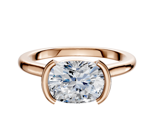 18K Rose Gold Bezel Half Bezel East/West Cathedral Dome 2.0mm Engagement Ring