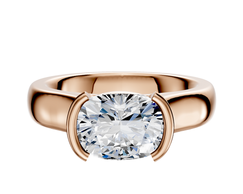 18K Rose Gold Bezel Half Bezel East/West Cathedral Dome 4.0mm Engagement Ring