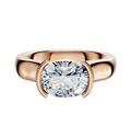 A 14K rose gold engagement ring with a wide cathedral dome band, showcasing a 4.0mm diamond in an east/west half bezel setting.