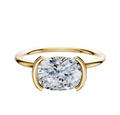 The 14K Yellow Gold Bezel Half Bezel East/West Classic Dome 1.5mm Engagement Ring is shown against a plain white background.