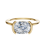 The 14K Yellow Gold Bezel Half Bezel East/West Classic Dome 1.5mm Engagement Ring is shown against a plain white background.