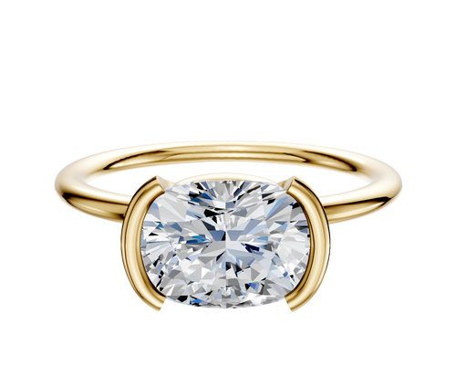 18K Yellow Gold Bezel Half Bezel East/West Classic Dome 1.5mm Engagement Ring