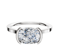 A 14K white gold East/West classic flat engagement ring with a 1.5mm band and half bezel setting, shown on a plain white background.