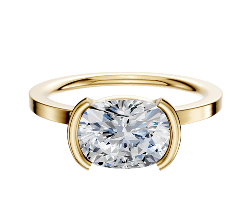 14K Yellow Gold Bezel Half Bezel East/West Classic Flat 1.5mm Engagement Ring