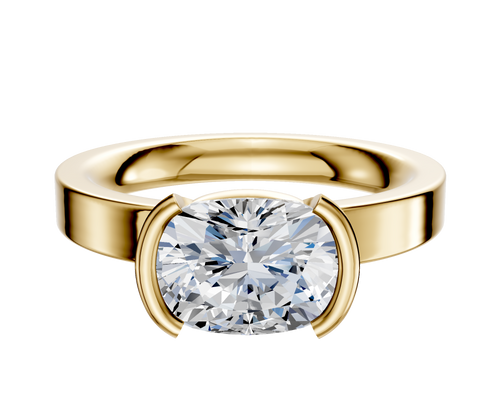 18K Yellow Gold Bezel Half Bezel East/West Classic Flat 3.0mm Engagement Ring