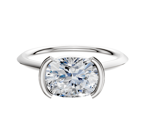 Platinum Bezel Half Bezel East/West Cathedral Knife Edge 1.5mm Engagement Ring
