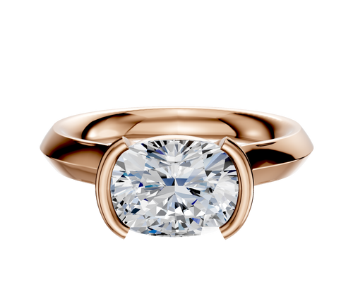18K Rose Gold Bezel Half Bezel East/West Cathedral Knife Edge 3.0mm Engagement Ring