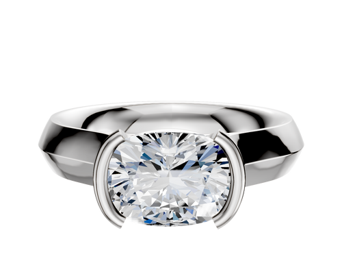 18K White Gold Bezel Half Bezel East/West Cathedral Knife Edge 4.0mm Engagement Ring