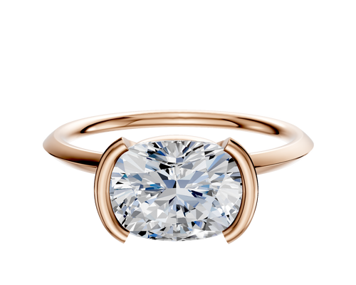 14K Rose Gold Bezel Half Bezel East/West Classic Knife Edge 1.5mm Engagement Ring