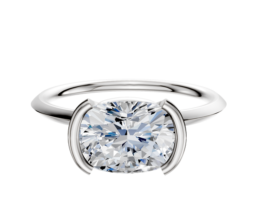 14K White Gold Bezel Half Bezel East/West Classic Knife Edge 1.5mm Engagement Ring