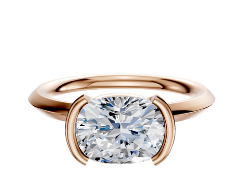 18K Rose Gold Bezel Half Bezel East/West Classic Knife Edge 2.0mm Engagement Ring