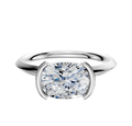 A 14K white gold bezel half bezel east/west classic knife edge 2.0mm engagement ring displayed against a plain white background.