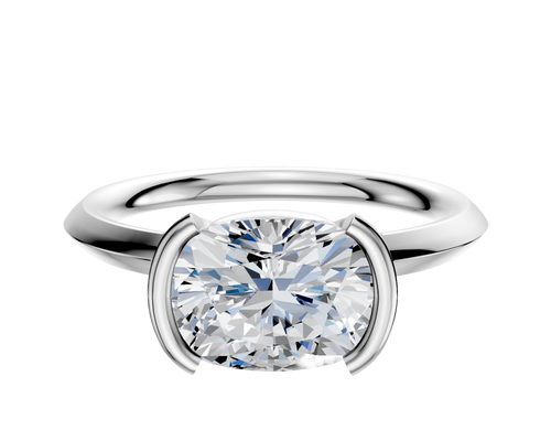 18K White Gold Bezel Half Bezel East/West Classic Knife Edge 2.0mm Engagement Ring