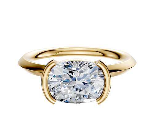 14K Yellow Gold Bezel Half Bezel East/West Classic Knife Edge 2.0mm Engagement Ring