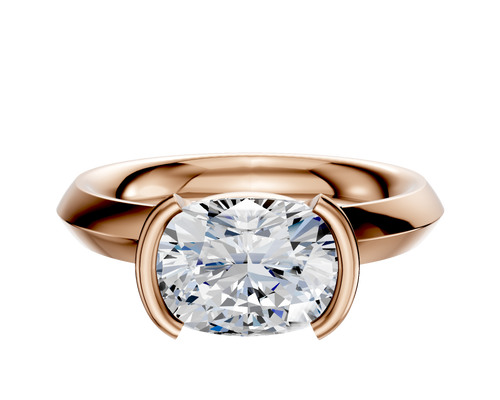14K Rose Gold Bezel Half Bezel East/West Classic Knife Edge 3.0mm Engagement Ring