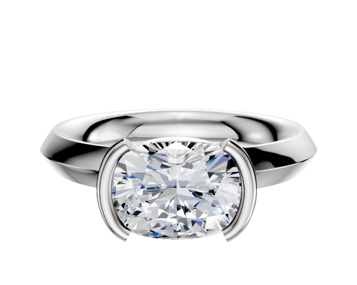 14K White Gold Bezel Half Bezel East/West Classic Knife Edge 3.0mm Engagement Ring