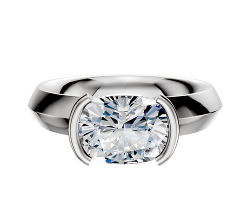 18K White Gold Bezel Half Bezel East/West Classic Knife Edge 4.0mm Engagement Ring