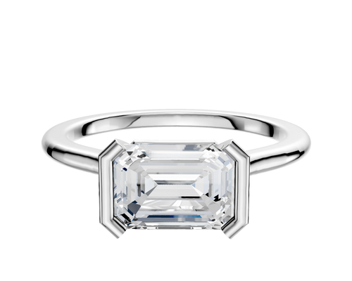 Platinum Bezel Half Bezel East/West Cathedral Dome 1.5mm Engagement Ring