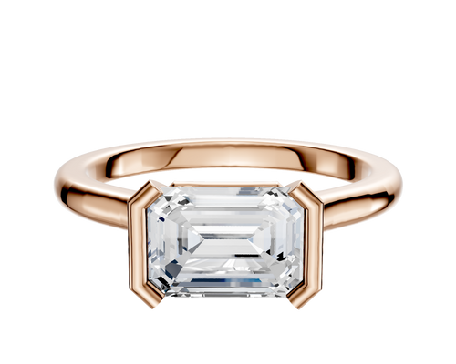 18K Rose Gold Bezel Half Bezel East/West Cathedral Dome 2.0mm Engagement Ring