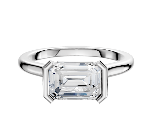 Platinum Bezel Half Bezel East/West Cathedral Dome 2.0mm Engagement Ring