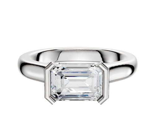 18K White Gold Bezel Half Bezel East/West Cathedral Dome 3.0mm Engagement Ring