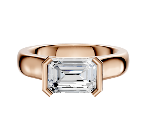 18K Rose Gold Bezel Half Bezel East/West Cathedral Dome 4.0mm Engagement Ring