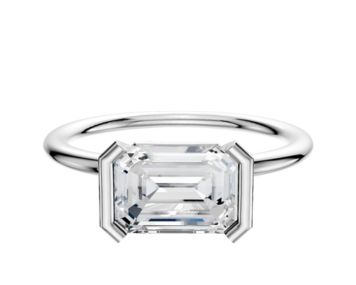18K White Gold Bezel Half Bezel East/West Classic Dome 1.5mm Engagement Ring