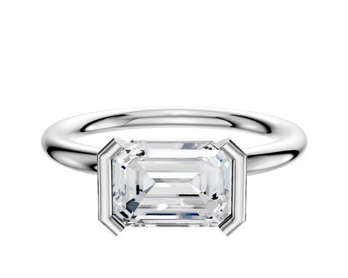 18K White Gold Bezel Half Bezel East/West Classic Dome 2.0mm Engagement Ring