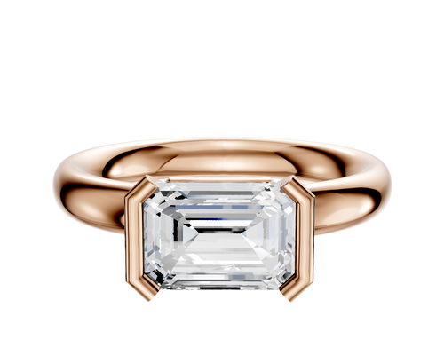 18K Rose Gold Bezel Half Bezel East/West Classic Dome 3.0mm Engagement Ring