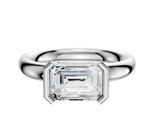 18K White Gold Bezel Half Bezel East/West Classic Dome 3.0mm Engagement Ring