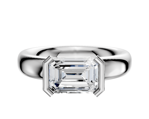 Platinum Bezel Half Bezel East/West Classic Dome 4.0mm Engagement Ring