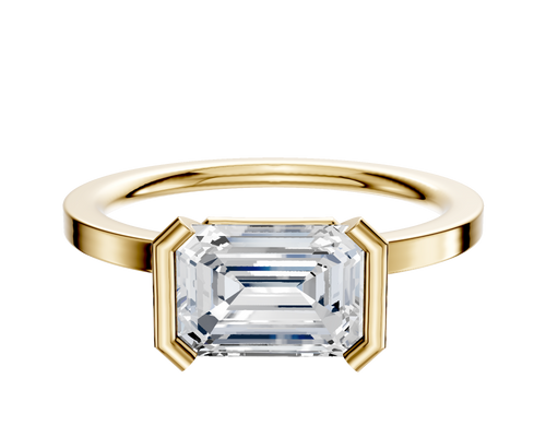 14K Yellow Gold Bezel Half Bezel East/West Classic Flat 1.5mm Engagement Ring