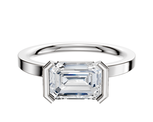 18K White Gold Bezel Half Bezel East/West Classic Flat 2.0mm Engagement Ring