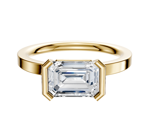 18K Yellow Gold Bezel Half Bezel East/West Classic Flat 2.0mm Engagement Ring