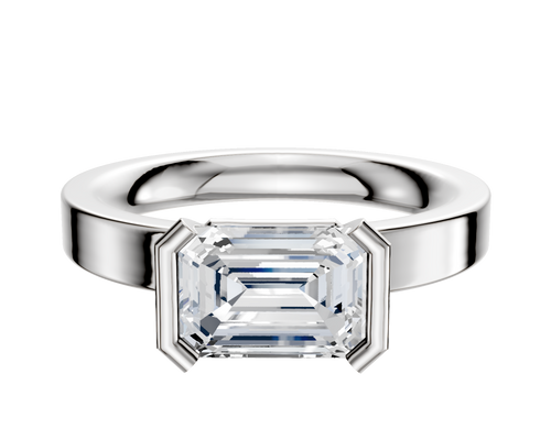 Platinum Bezel Half Bezel East/West Classic Flat 3.0mm Engagement Ring