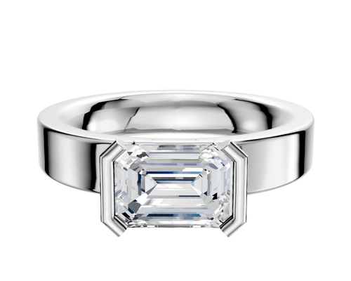 Platinum Bezel Half Bezel East/West Classic Flat 4.0mm Engagement Ring