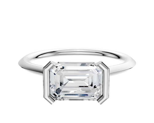 14K White Gold Bezel Half Bezel East/West Cathedral Knife Edge 1.5mm Engagement Ring