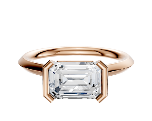 18K Rose Gold Bezel Half Bezel East/West Cathedral Knife Edge 2.0mm Engagement Ring