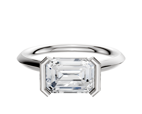 Platinum Bezel Half Bezel East/West Cathedral Knife Edge 2.0mm Engagement Ring