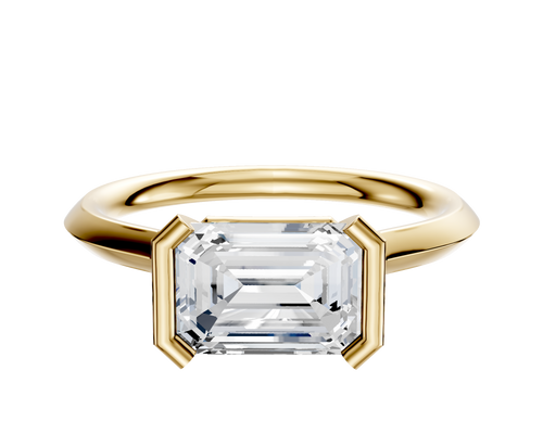 18K Yellow Gold Bezel Half Bezel East/West Cathedral Knife Edge 2.0mm Engagement Ring