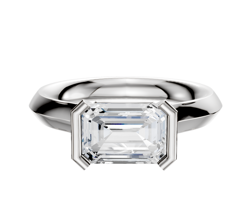 Platinum Bezel Half Bezel East/West Cathedral Knife Edge 3.0mm Engagement Ring