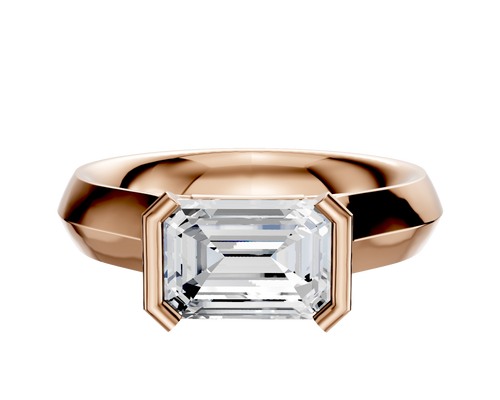 14K Rose Gold Bezel Half Bezel East/West Cathedral Knife Edge 4.0mm Engagement Ring