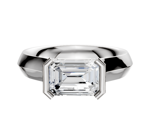 Platinum Bezel Half Bezel East/West Cathedral Knife Edge 4.0mm Engagement Ring