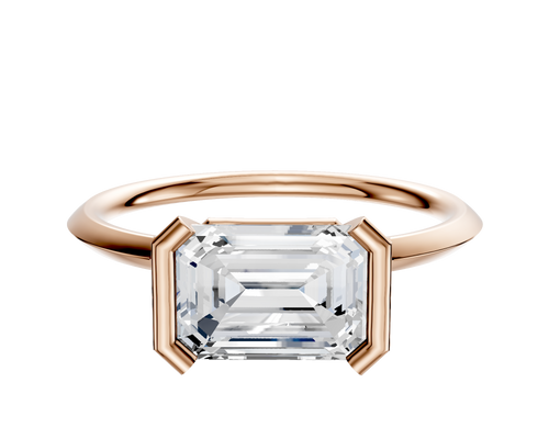 14K Rose Gold Bezel Half Bezel East/West Classic Knife Edge 1.5mm Engagement Ring