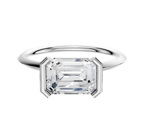 14K White Gold Bezel Half Bezel East/West Classic Knife Edge 1.5mm Engagement Ring