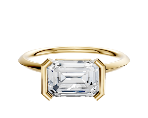 18K Yellow Gold Bezel Half Bezel East/West Classic Knife Edge 1.5mm Engagement Ring