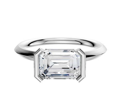 14K White Gold Bezel Half Bezel East/West Classic Knife Edge 2.0mm Engagement Ring